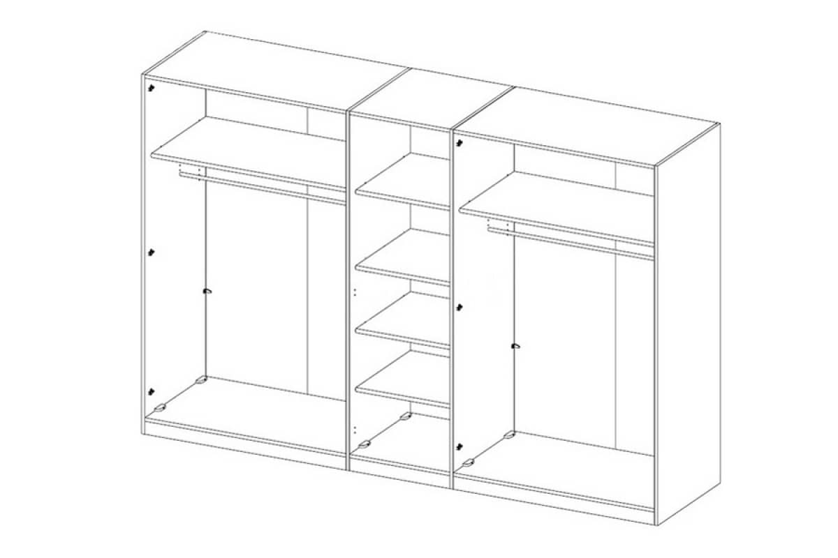 Hektor 21 - 5 Door Wardrobe 225cm white grey