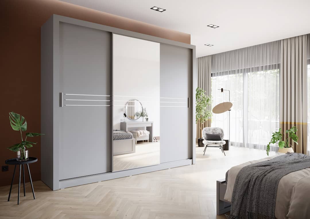 Havana ID-11 Sliding Door Wardrobe 250cm white grey