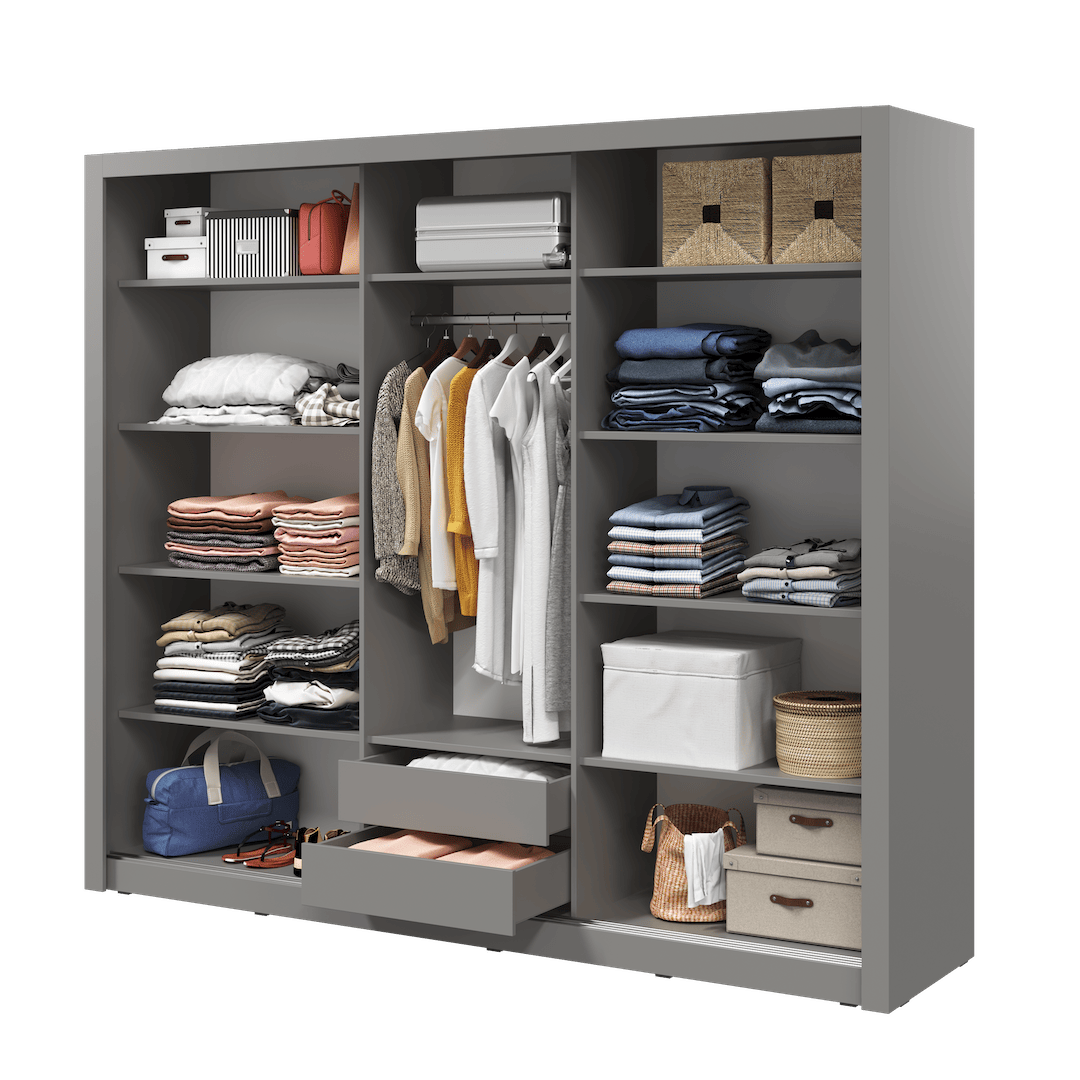 Havana ID-11 Sliding Door Wardrobe 250cm white grey