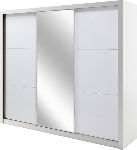 Siena 12 Sliding Door Wardrobe 258cm with LED white gloss