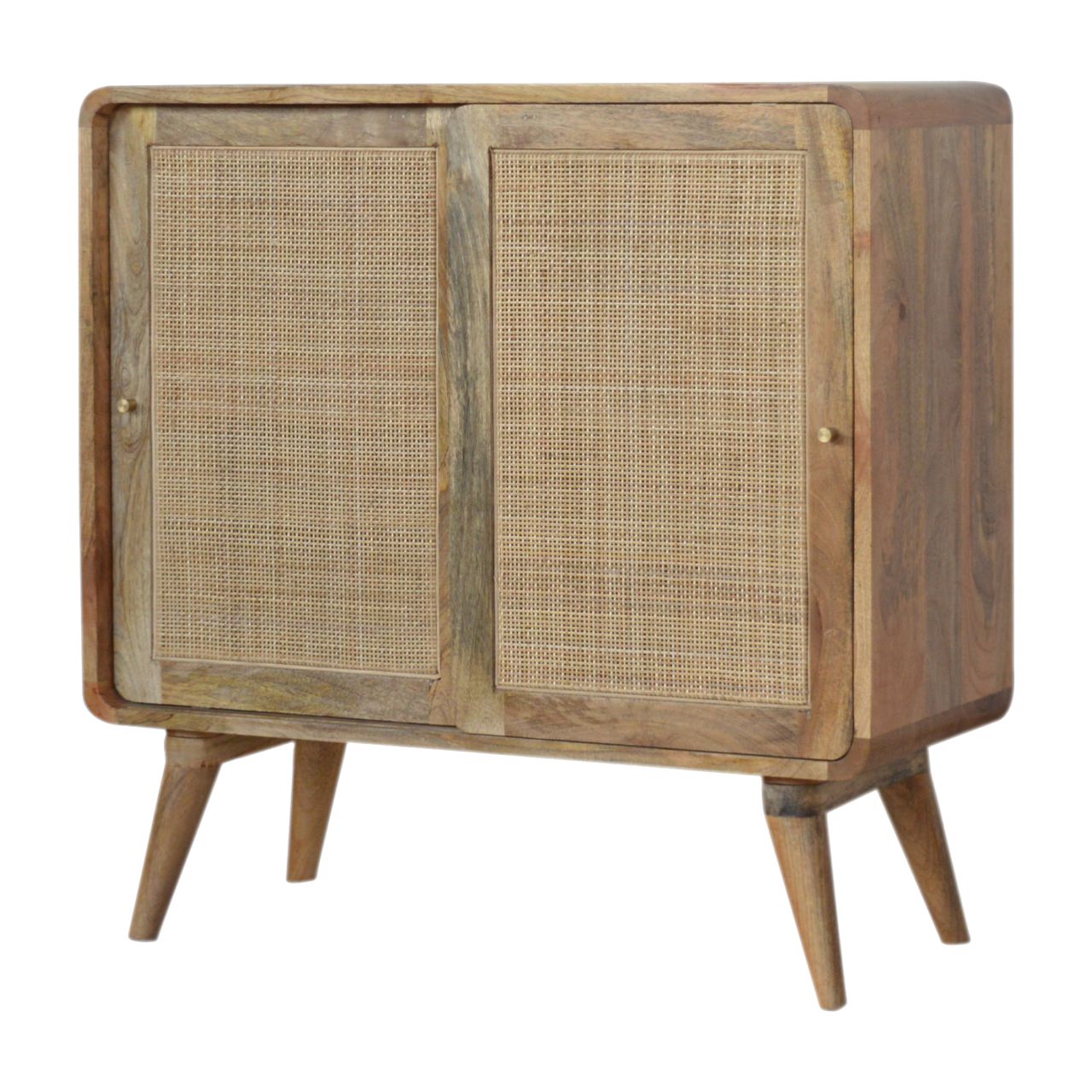 Close-knit Sliding Cabinet. Solid Mango Wood Legs.