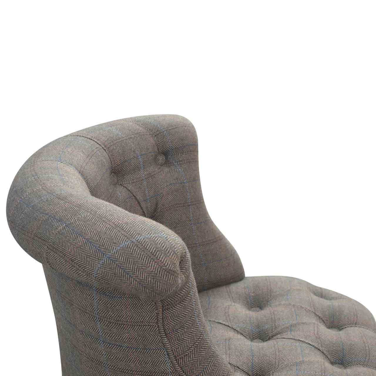 Small Multi Tweed Accent Chair. 100% Solid Wood Mango