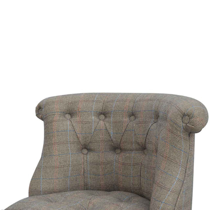 Small Multi Tweed Accent Chair. 100% Solid Wood Mango