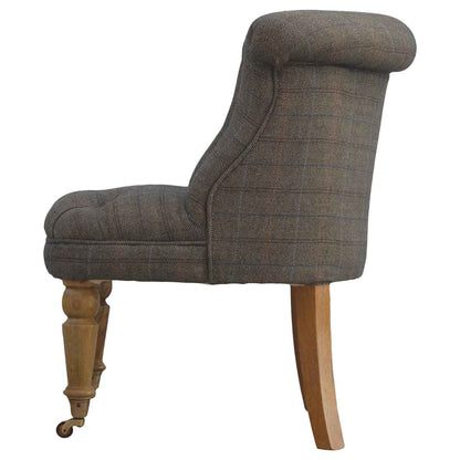 Small Multi Tweed Accent Chair. 100% Solid Wood Mango