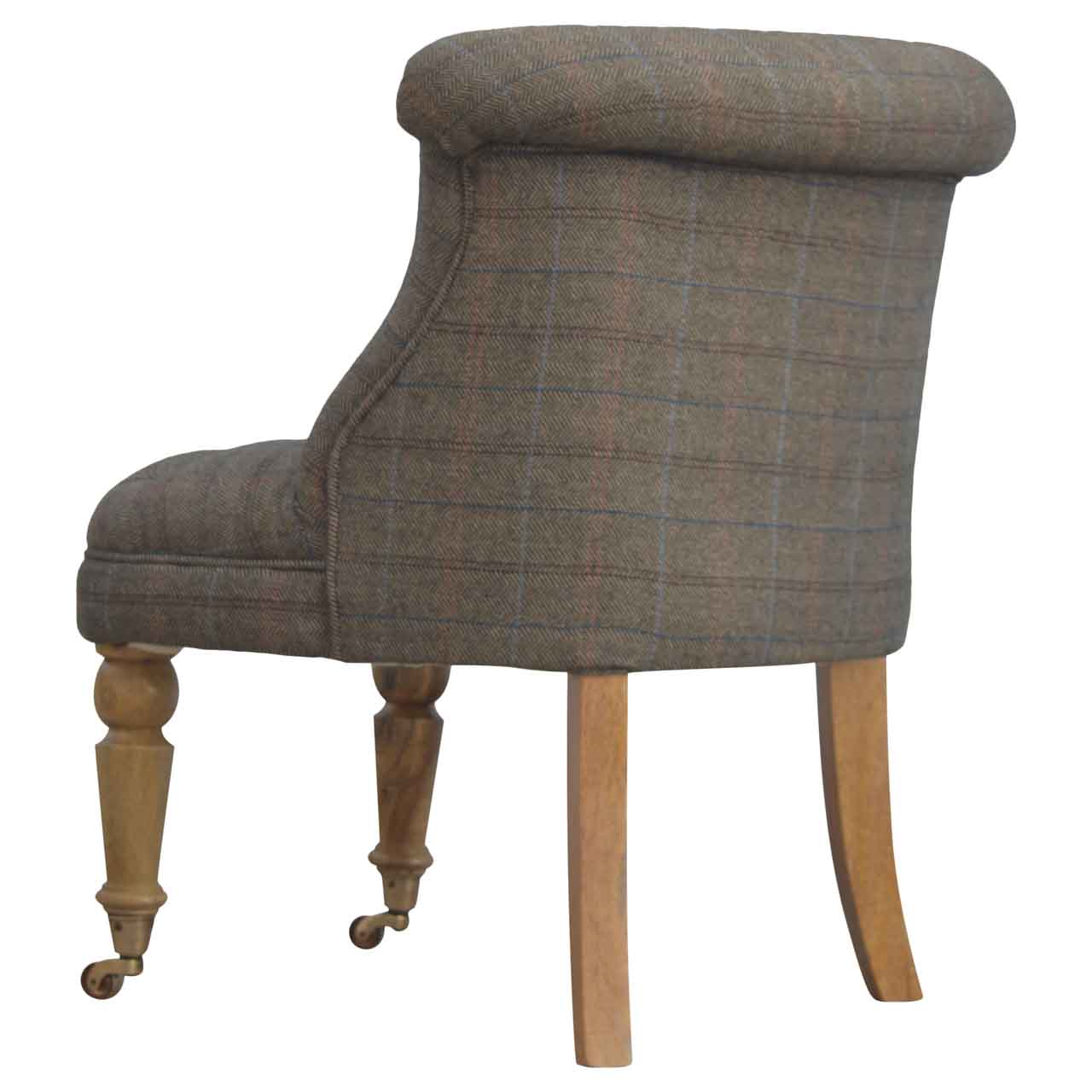 Small Multi Tweed Accent Chair. 100% Solid Wood Mango