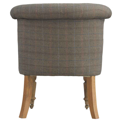 Small Multi Tweed Accent Chair. 100% Solid Wood Mango