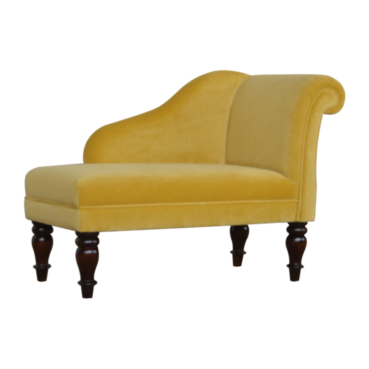 Mustard Velvet Chaise . Solid Wood Velvet finish