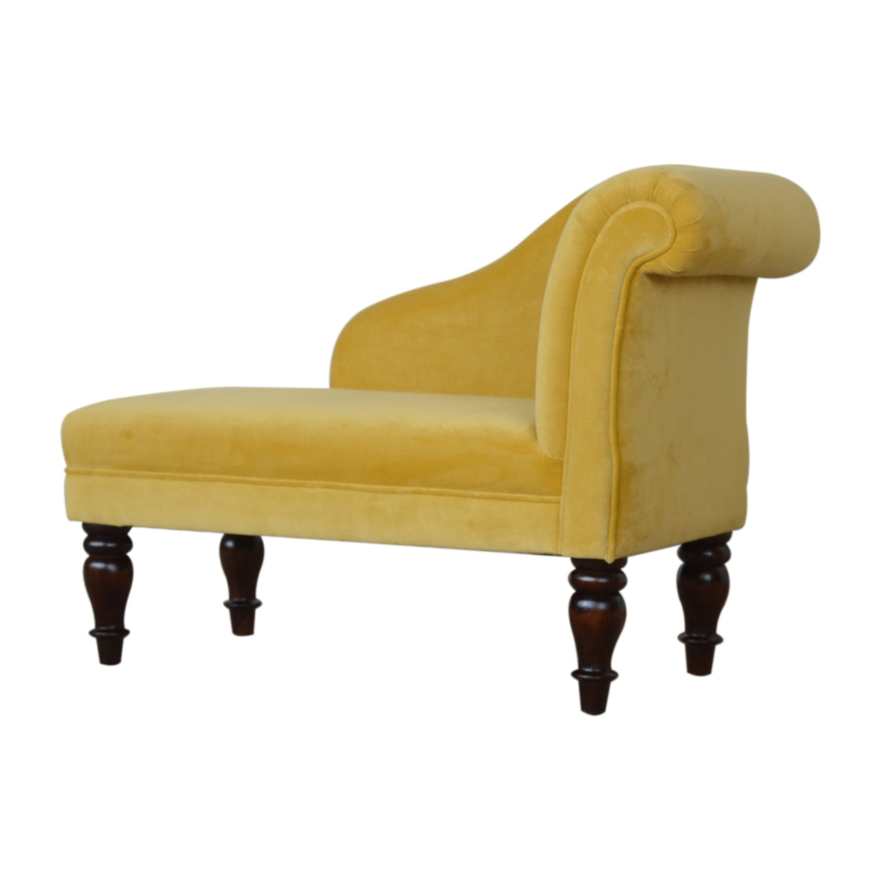 Mustard Velvet Chaise . Solid Wood Velvet finish