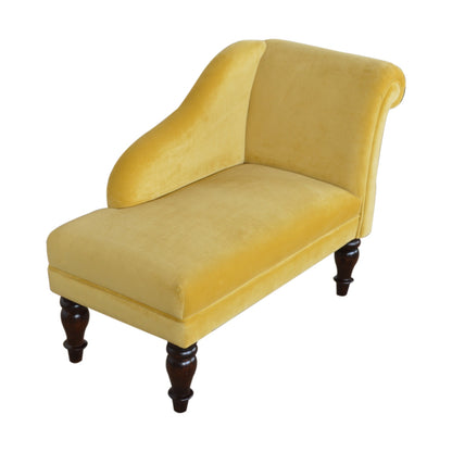 Mustard Velvet Chaise . Solid Wood Velvet finish