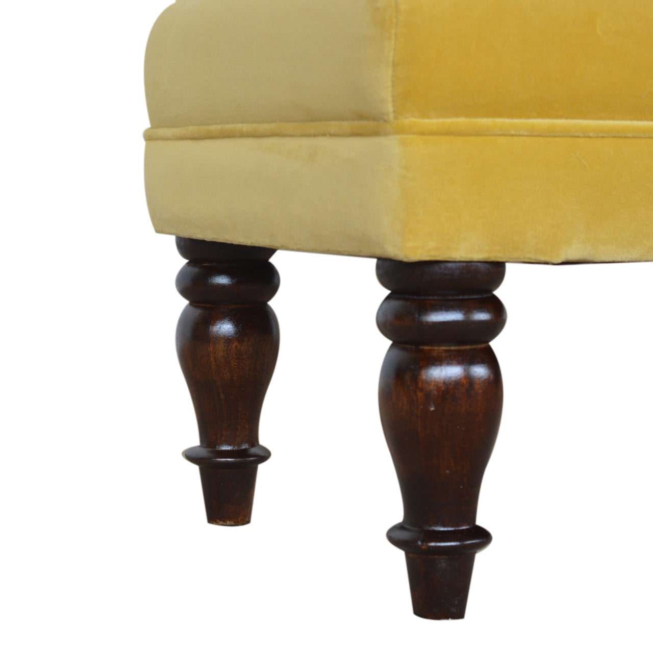 Mustard Velvet Chaise . Solid Wood Velvet finish