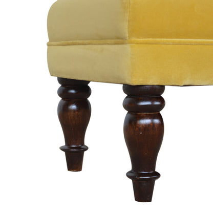 Mustard Velvet Chaise . Solid Wood Velvet finish