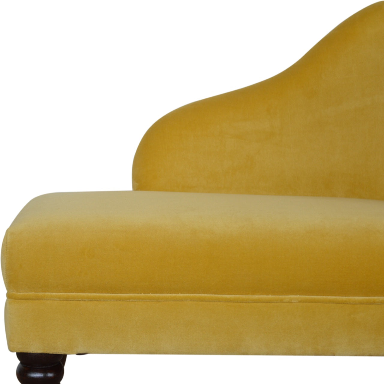 Mustard Velvet Chaise . Solid Wood Velvet finish
