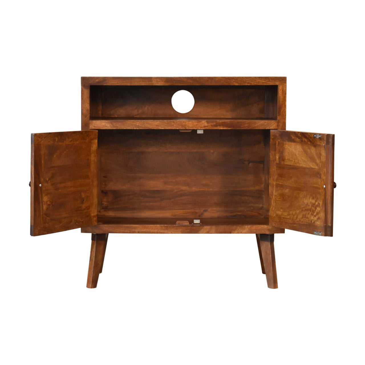 Tova Open Shelf Cabinet. 100% Solid Mango Wood