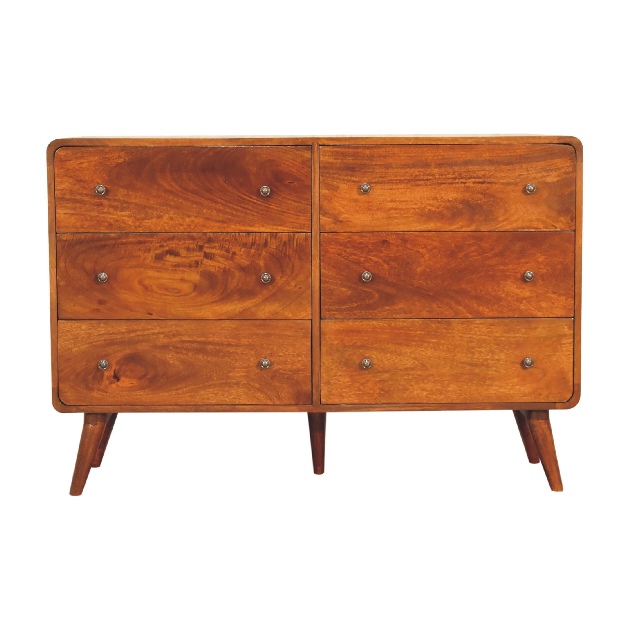 Large Curved Chestnut Chest. 100% Solid Mango Wood