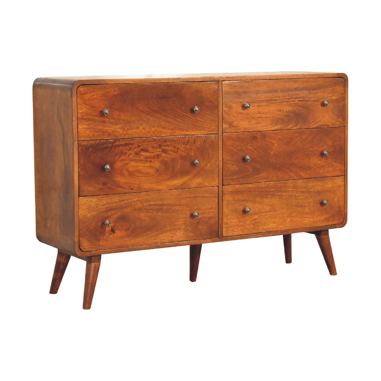 Large Curved Chestnut Chest. 100% Solid Mango Wood