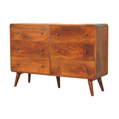 Large Curved Chestnut Chest. 100% Solid Mango Wood