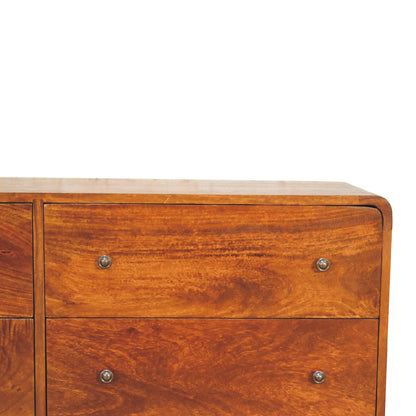 Large Curved Chestnut Chest. 100% Solid Mango Wood