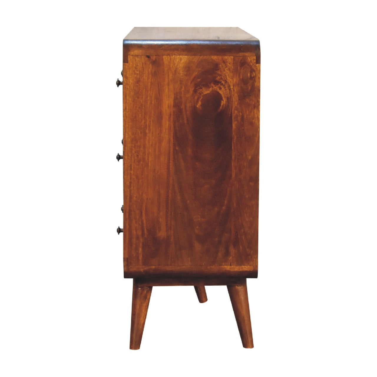 Large Curved Chestnut Chest. 100% Solid Mango Wood