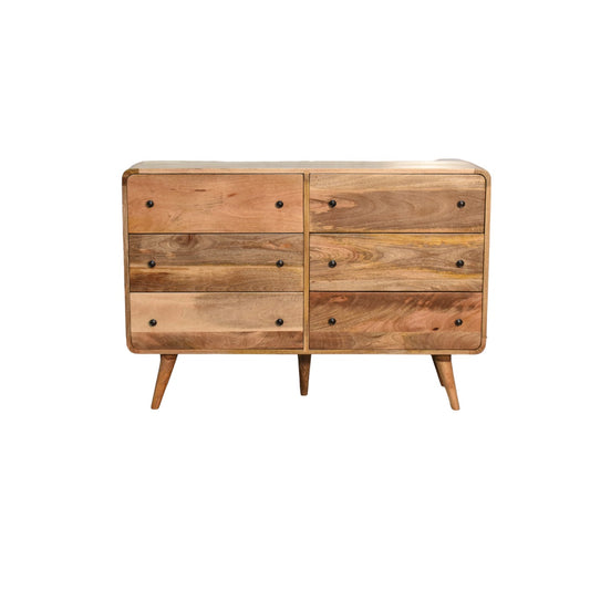 Large Curved Oak-ish Chest. Solid Wood Mango