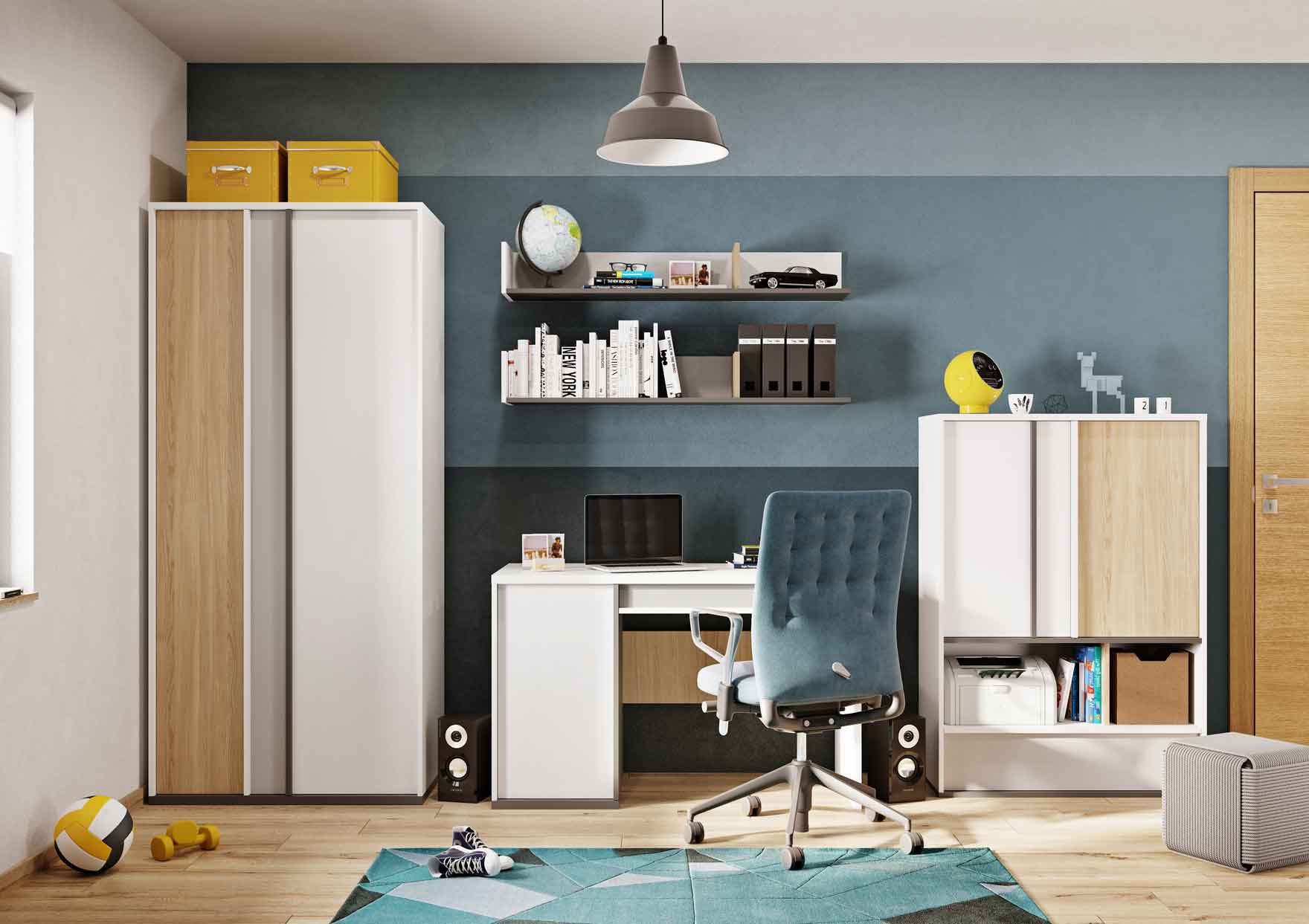 Imola IM-01 Corner Wardrobe White Light Grey