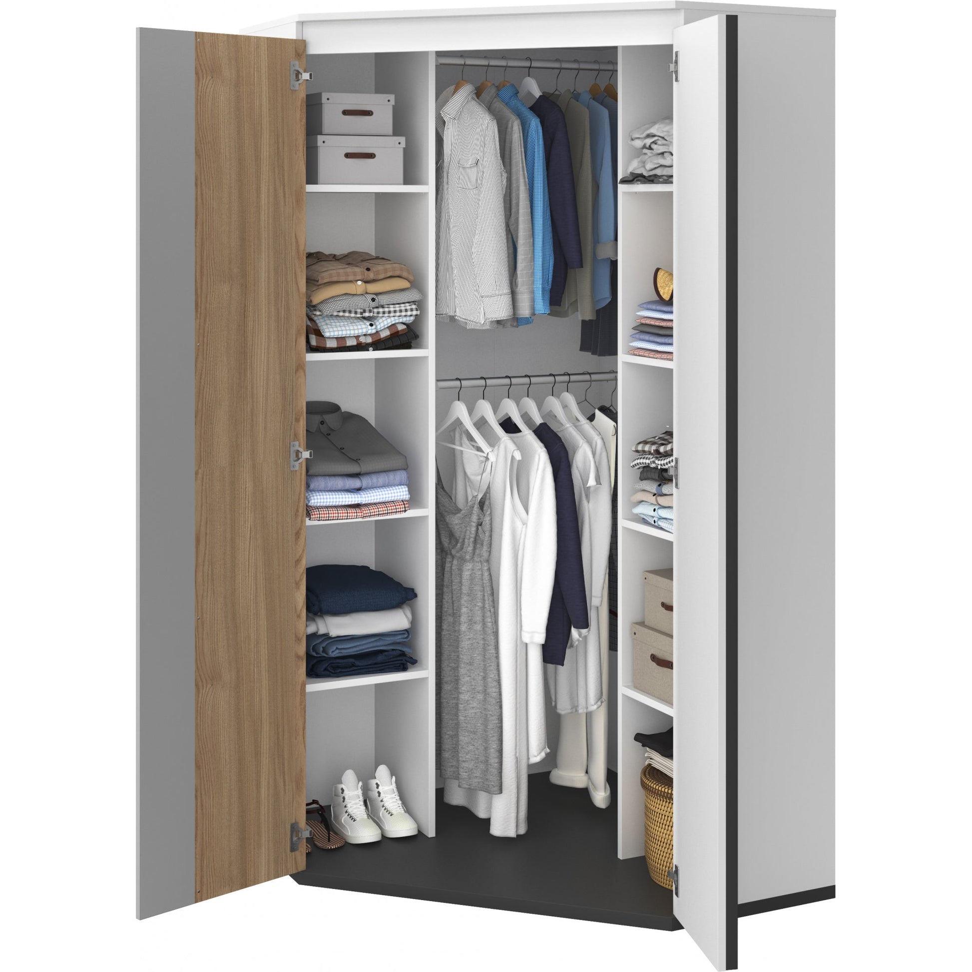 Imola IM-01 Corner Wardrobe White Light Grey