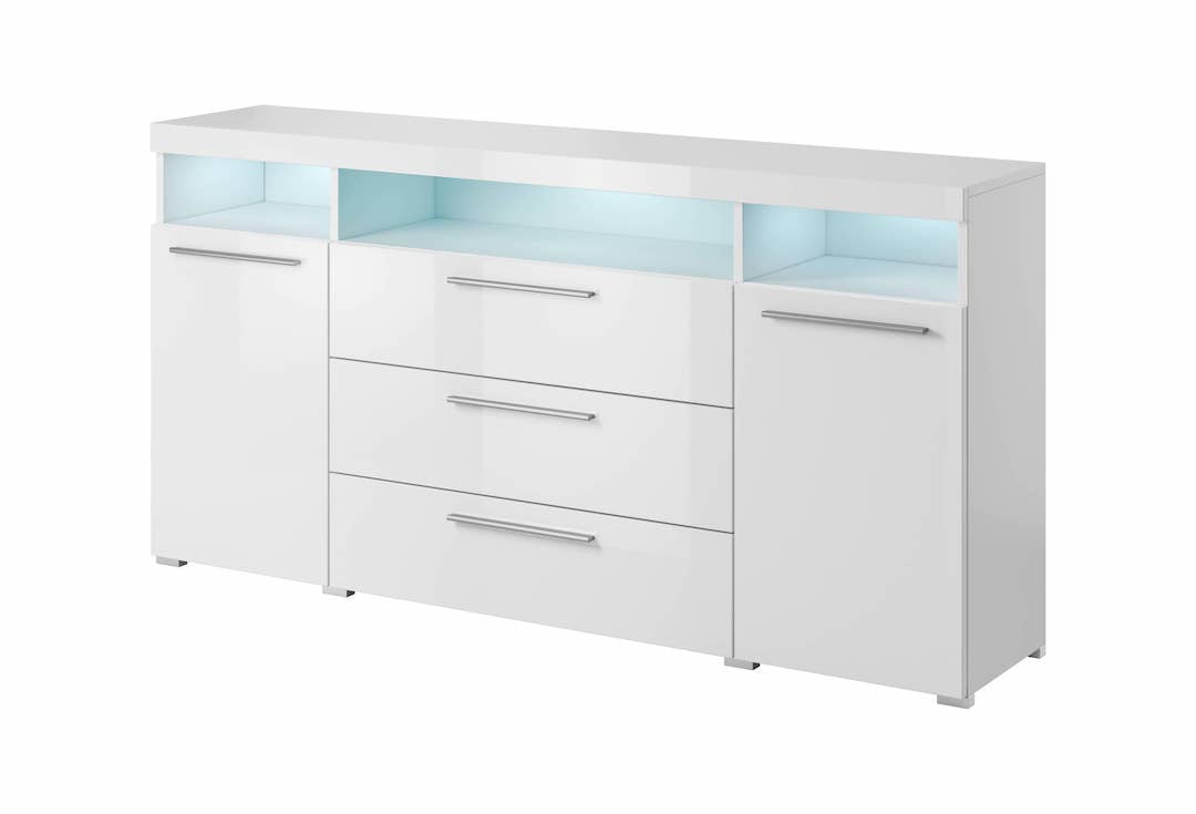 India 25 Sideboard Cabinet Schiefer White Gloss White Matt