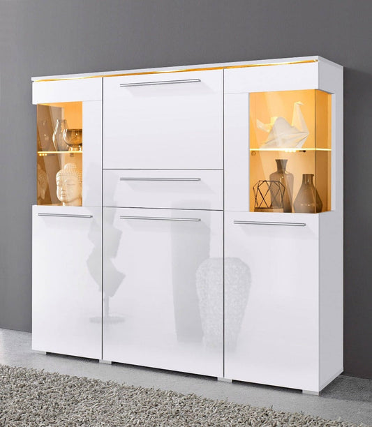 India 46 Display Sideboard Cabinet shiefer white
