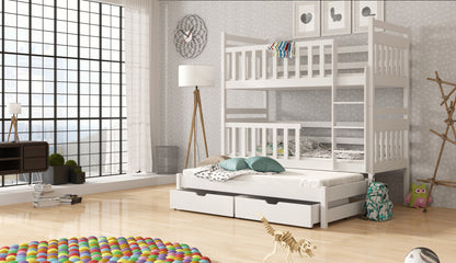 Wooden Bunk Bed Klara with Trundle and Storage