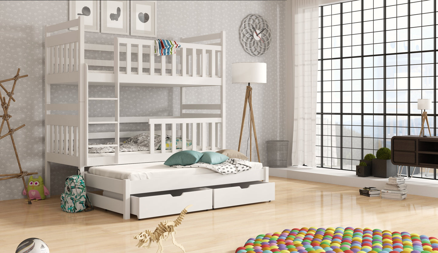 Wooden Bunk Bed Klara with Trundle and Storage