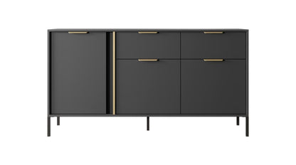 Lars Sideboard Cabinet 153cm [Drawers] Anthracite &amp; Gold