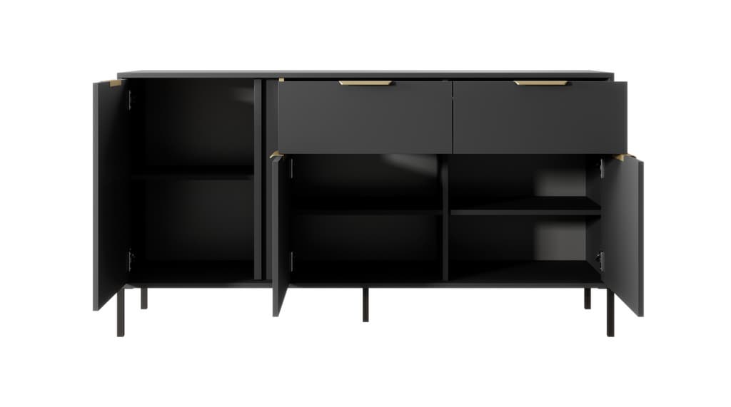 Lars Sideboard Cabinet 153cm [Drawers] Anthracite &amp; Gold
