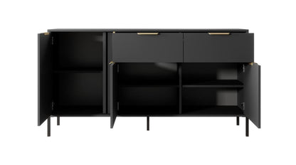 Lars Sideboard Cabinet 153cm [Drawers] Anthracite &amp; Gold