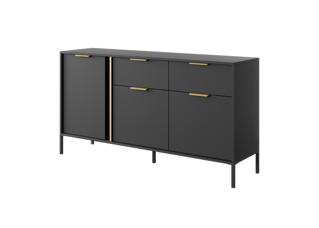 Lars Sideboard Cabinet 153cm [Drawers] Anthracite &amp; Gold