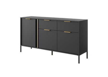 Lars Sideboard Cabinet 153cm [Drawers] Anthracite &amp; Gold