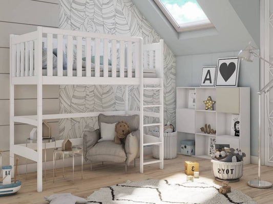 Laura Loft Bed pine grey white