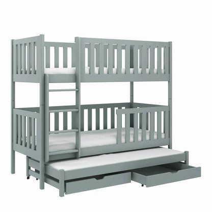 Lea Bunk Bed with Trundle and Storage grey