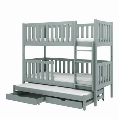Lea Bunk Bed with Trundle and Storage grey