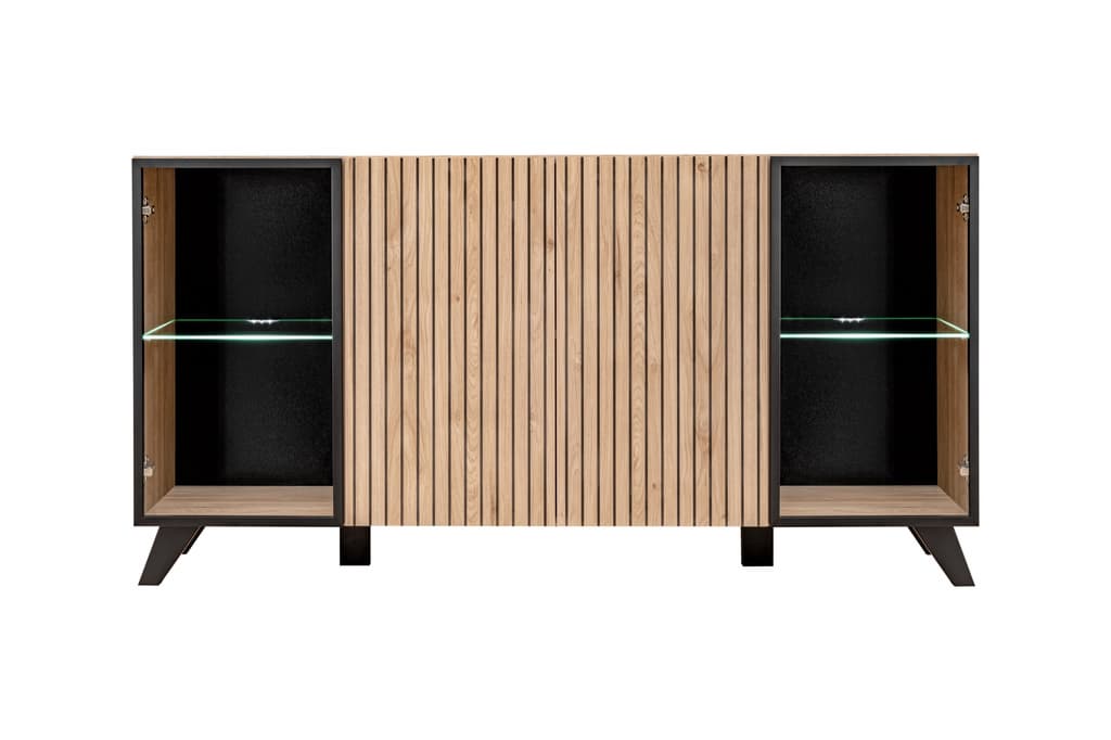 Liam Display Cabinet 160cm oak hickory