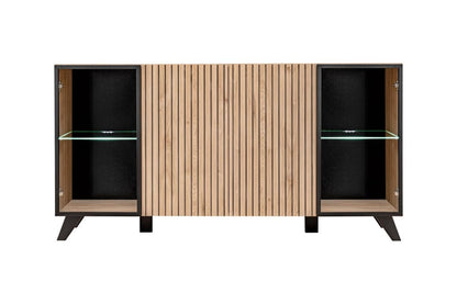 Liam Display Cabinet 160cm oak hickory