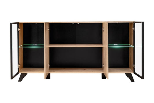 Liam Display Cabinet 160cm oak hickory