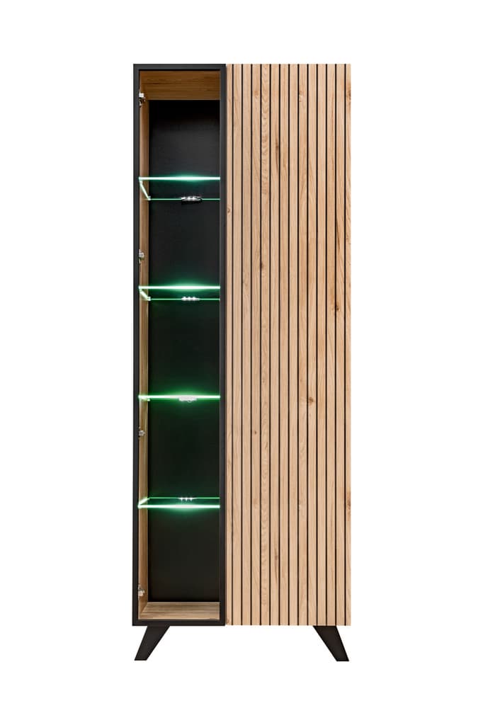 Liam Tall Display Cabinet 70cm oak hickory