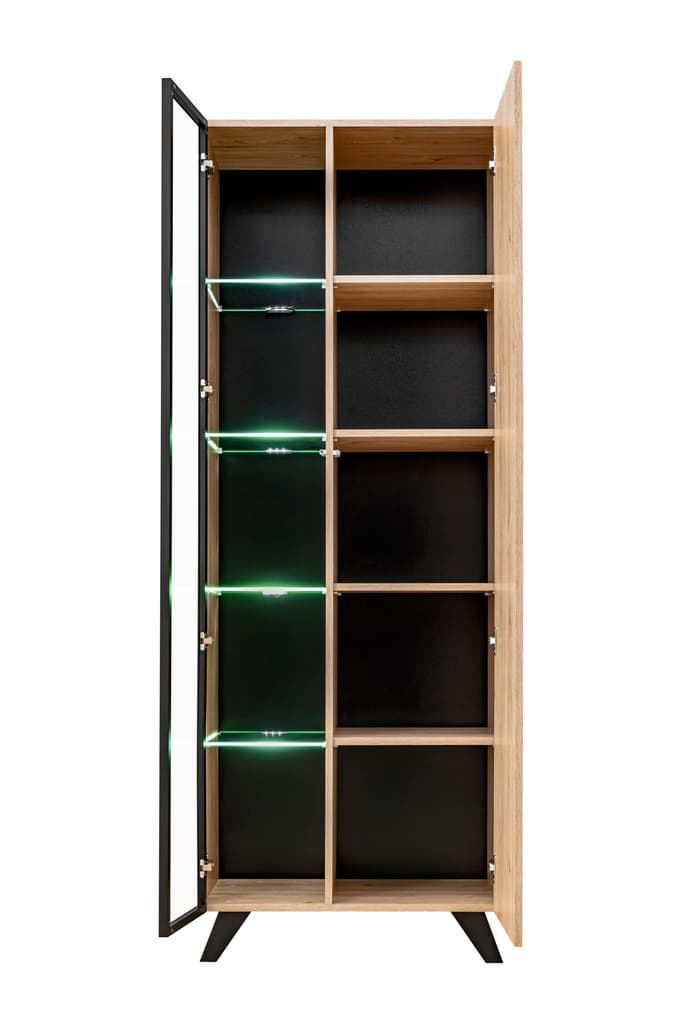 Liam Tall Display Cabinet 70cm oak hickory