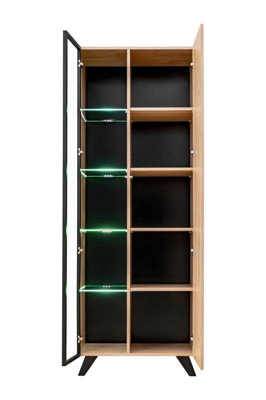 Liam Tall Display Cabinet 70cm oak hickory