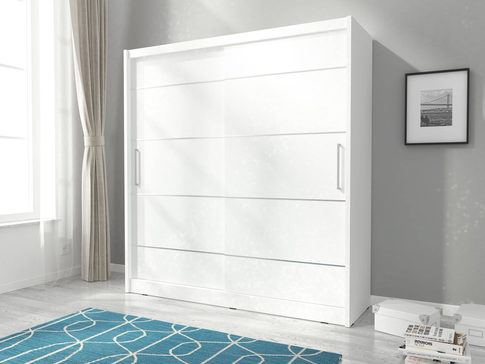 Maja Alu Sliding Door Wardrobe 180cm white matt oak sonoma