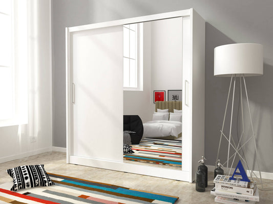 Maja I Sliding Door Wardrobe 180cm white matt oak sonoma