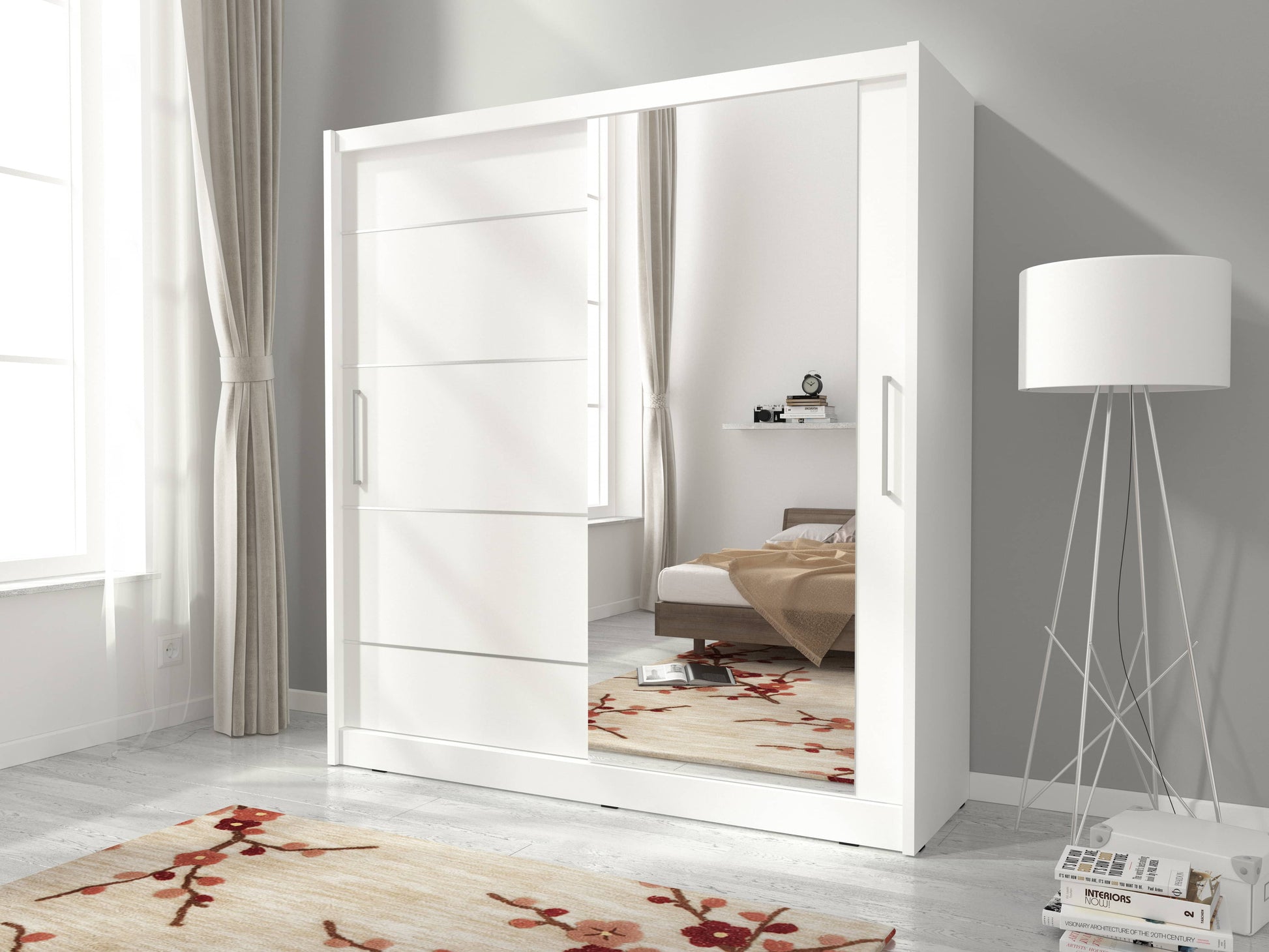 Maja I Alu Sliding Door Wardrobe 180cm white matt oak sonoma