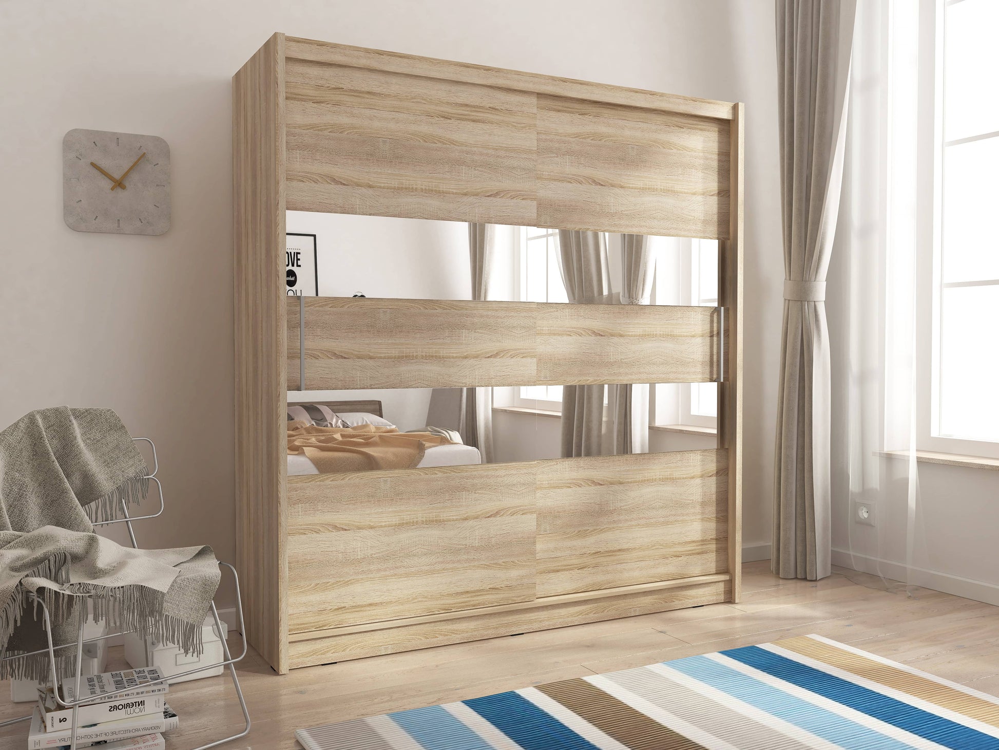 Maja II Sliding Door Wardrobe 180cm white matt oak sonoma