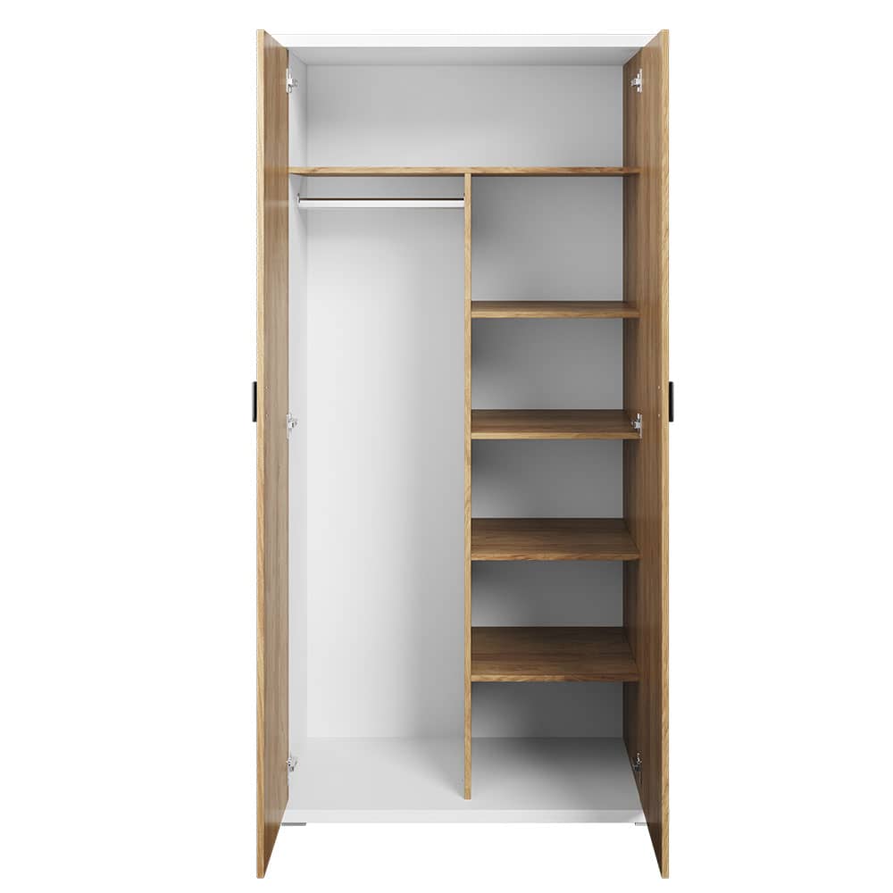 Massi MS-02 Wardrobe 100cm Natural Hickory & Alpine White