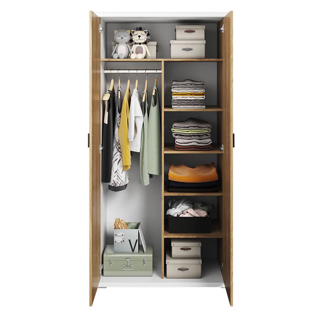 Massi MS-02 Wardrobe 100cm Natural Hickory & Alpine White