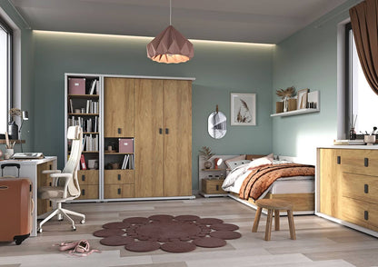 Massi  Wardrobe 100cm Hickory & Alpine White